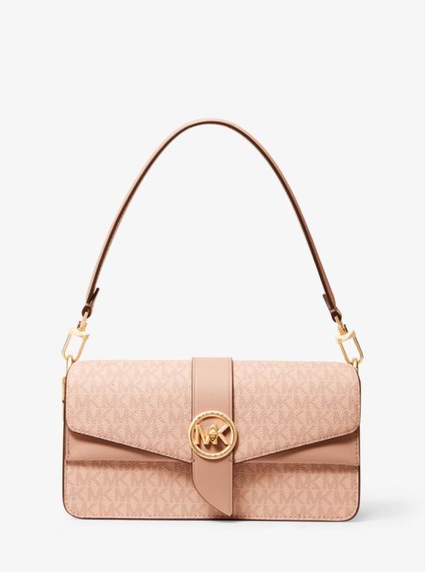 Damske Taška Cez Rameno Michael Kors Greenwich Medium Logo Ruzove - Kabelky Michael Kors Slevy | RJKAX-1678